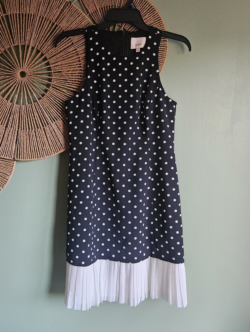 Cinq A Sept "Catriona" Polka Dot Pleated Mini Dress